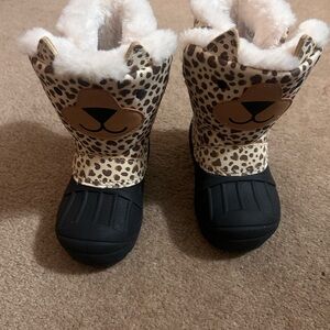 Leopard Print Kids Winter Boots